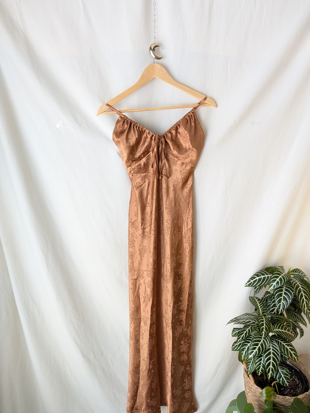 wild fable Satin Maxi Slip Dress in Bronze